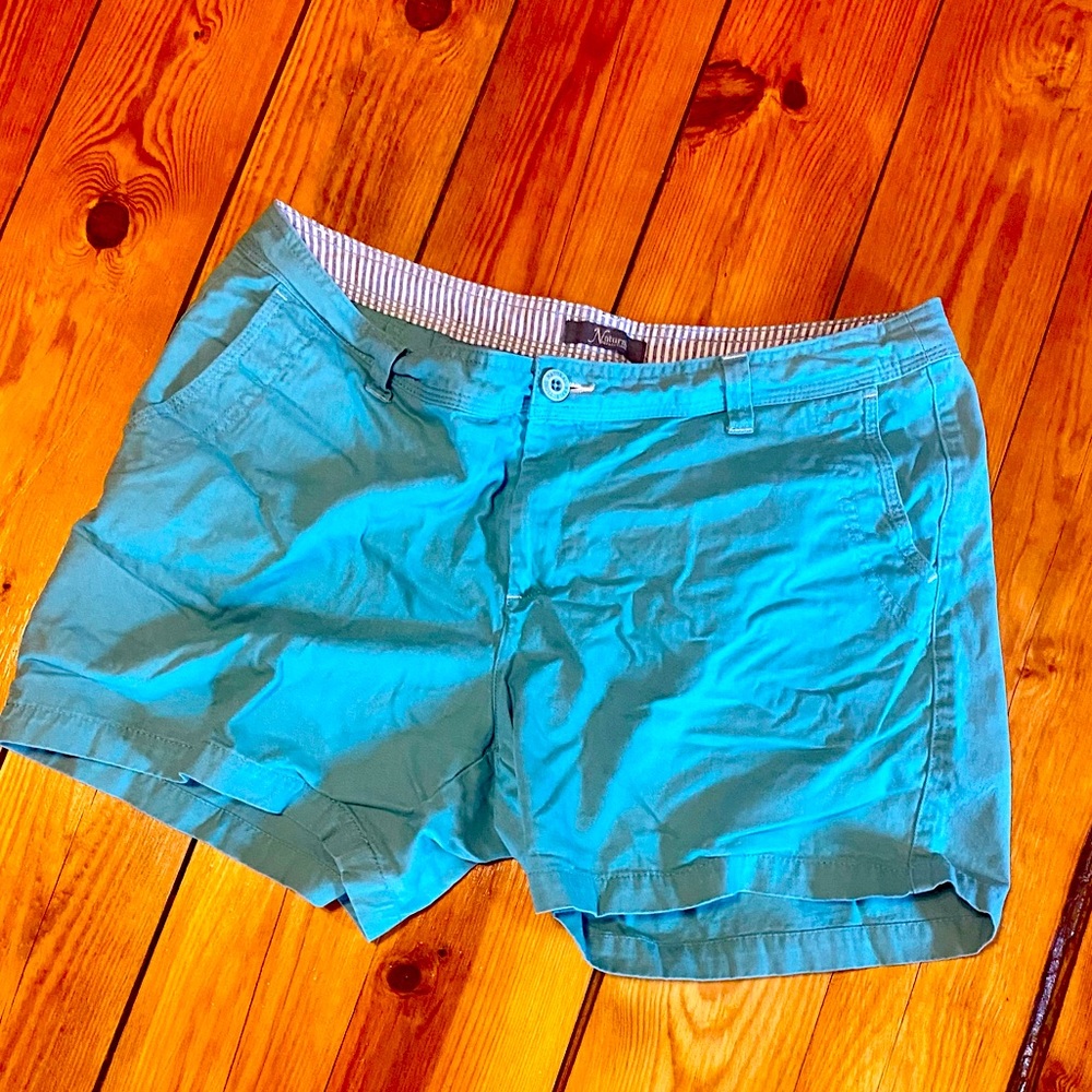 Women’s teal casual dress shorts.